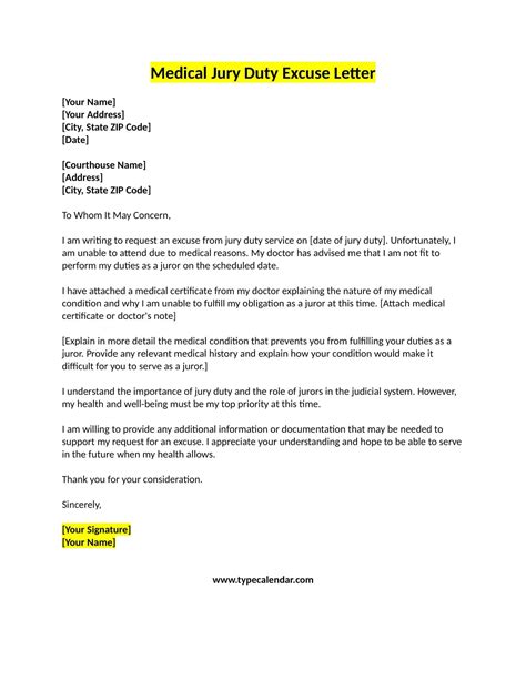 Your job is critical to our business operations, and we cannot afford to have you away from work for an extended. . Physician excuse from jury duty letter from doctor template